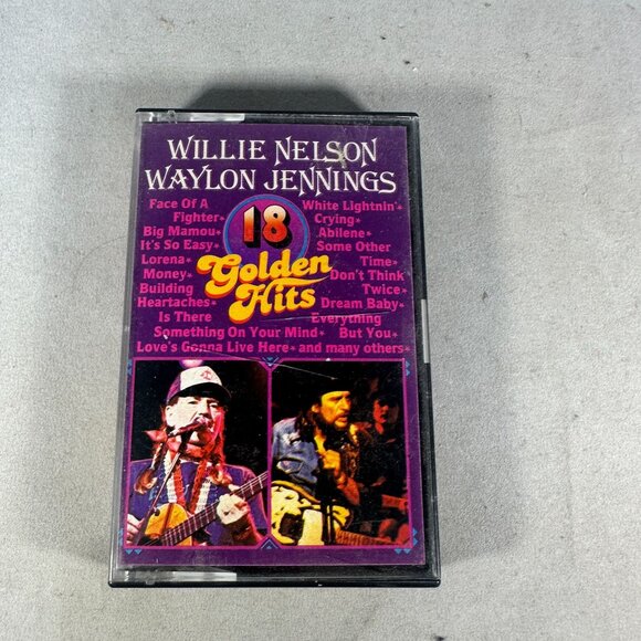 Willie Nelson & Waylon Jennings - 18 Golden Hits Cassette Tape Made In Italy - Picture 1 of 4